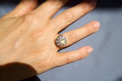 Anello Margherita "Daisy Ring" Liberty in Oro 18kt con Diamanti Taglio Antico