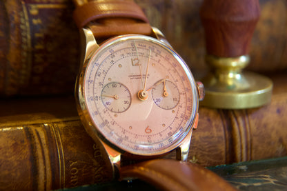 Orologio "Cronographe Suisse" anni 50 in oro 18kt