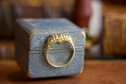 Anello Art nouveau riviere Inglese in oro 18kt